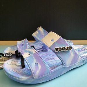 Crocs Adult Classic Marbled Sandals Blue/Purple/White